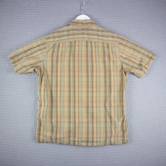 Gap 2000s Y2K Checkered Button Up Orange Mens Medium - Picture 3 of 6